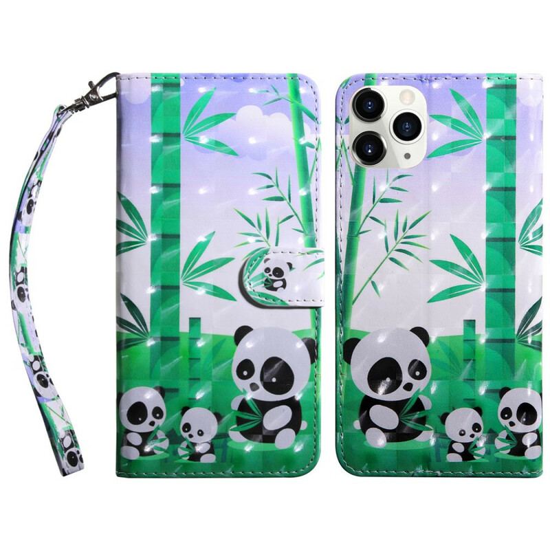 Capa De Couro Para iPhone 13 Pro Pandas Pontos De Luz