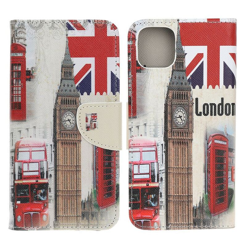 Capa De Couro Para iPhone 13 Pro Vida Em Londres