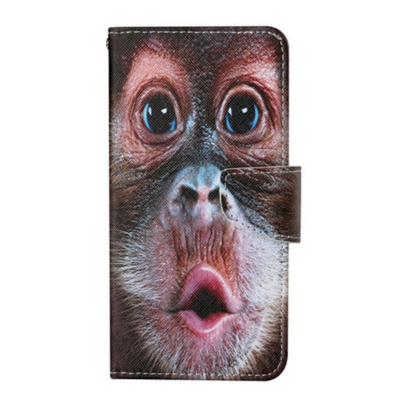 Capa Em Pele Para iPhone 13 Pro De Cordão Macaco Tanga