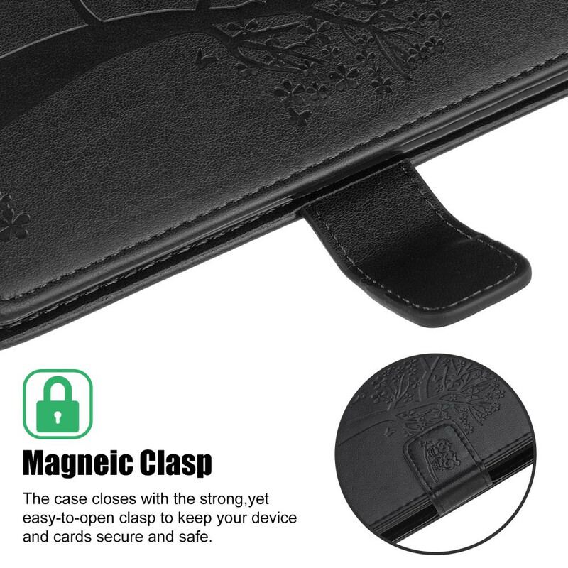 Capa Em Pele Para iPhone 13 Pro De Cordão Tanga E Corujas