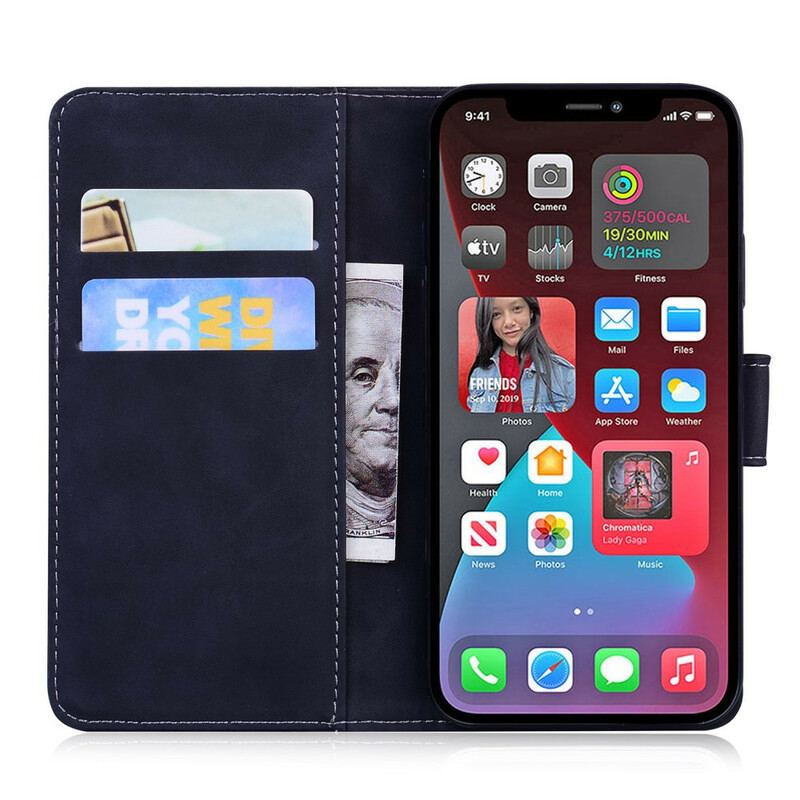 Capa Em Pele Para iPhone 13 Pro Estilo Alta Costura De Couro