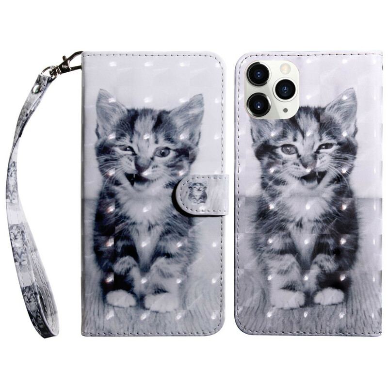 Capa Em Pele Para iPhone 13 Pro Ponto De Luz Inácio. O Gatinho