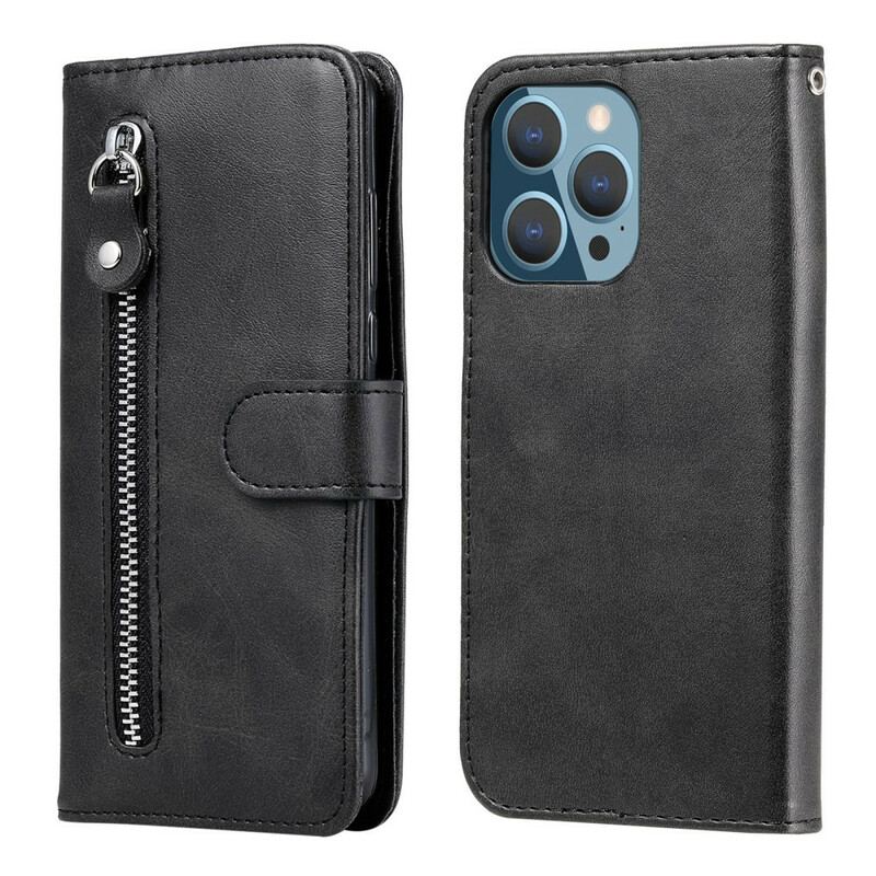 Capa Em Pele Para iPhone 13 Pro Porta-moedas Vintage