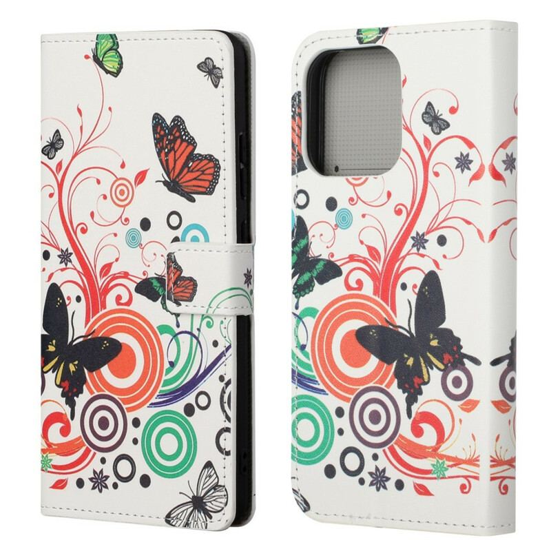 Capa Flip Para iPhone 13 Pro Borboletas Insanas