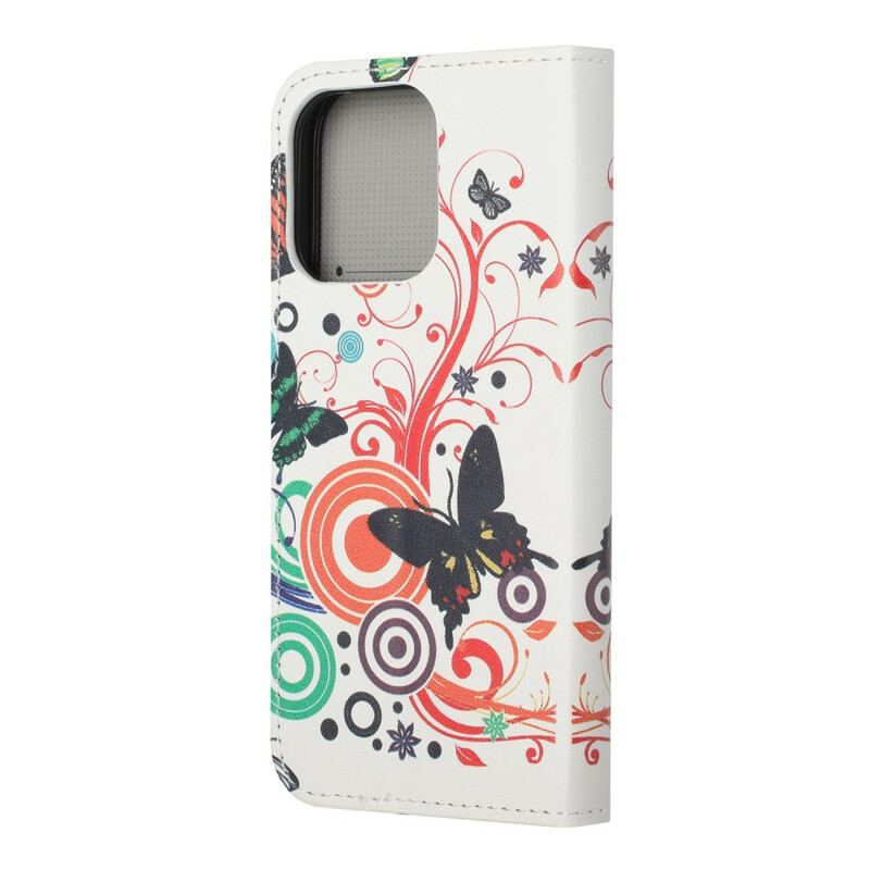 Capa Flip Para iPhone 13 Pro Borboletas Insanas