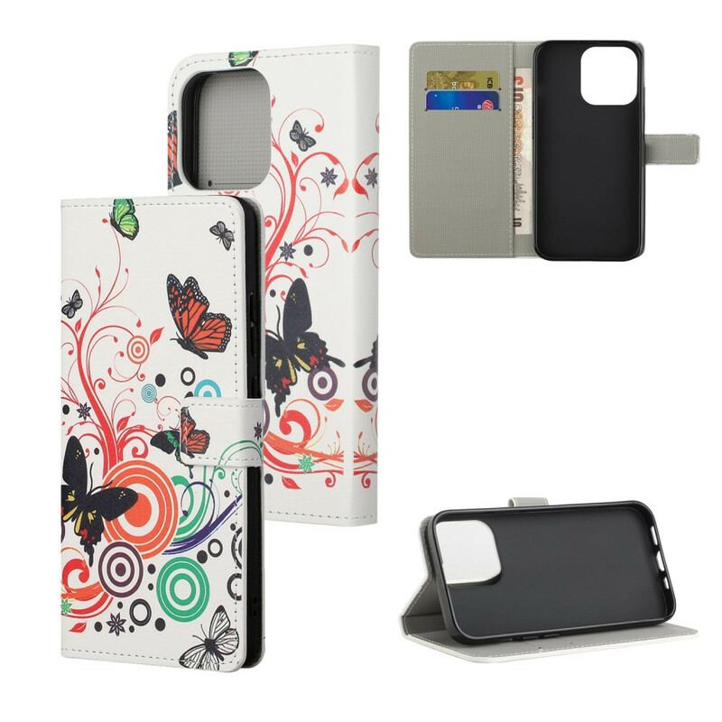 Capa Flip Para iPhone 13 Pro Borboletas Insanas