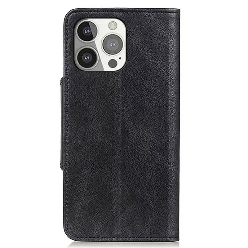 Capa Flip Para iPhone 13 Pro Botão De Couro Falso