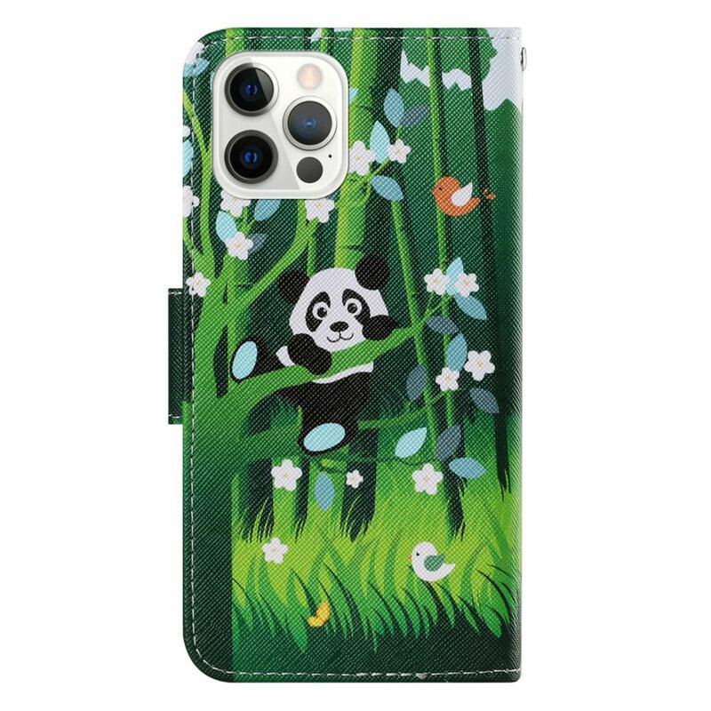 Capa Flip Para iPhone 13 Pro Caminhada Do Panda