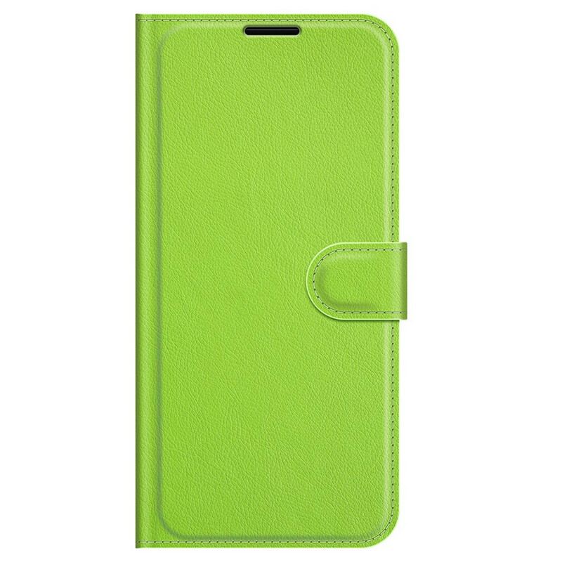 Capa Flip Para iPhone 13 Pro Clássico Efeito Couro Lichia