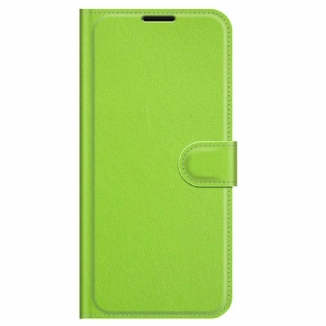 Capa Flip Para iPhone 13 Pro Clássico Efeito Couro Lichia