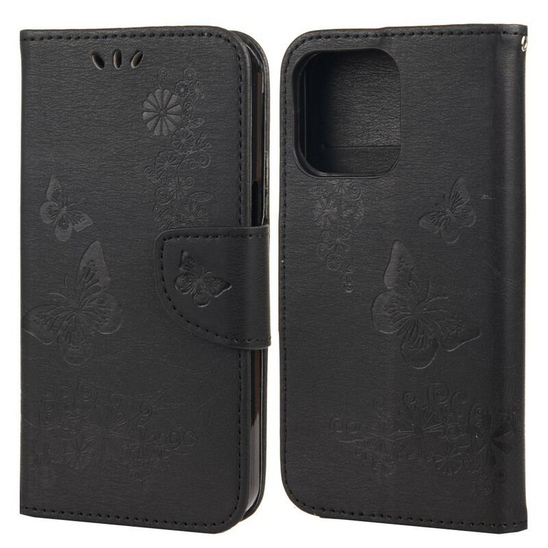 Capa Flip Para iPhone 13 Pro De Cordão Borboletas Esplêndidas