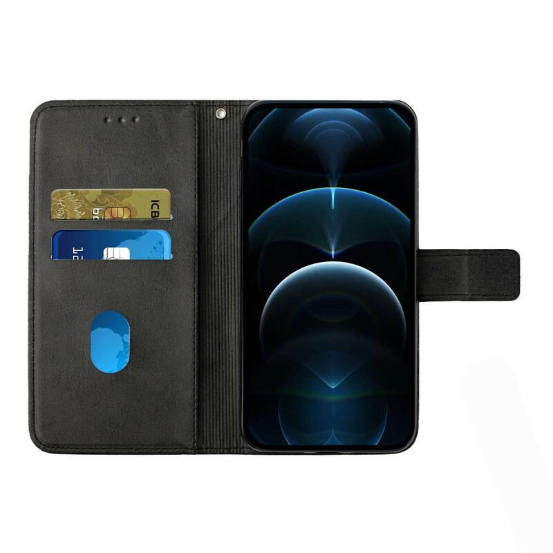 Capa Flip Para iPhone 13 Pro De Cordão Estilo De Couro Geométrico Com Tiras