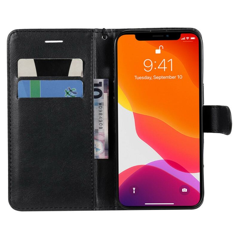 Capa Flip Para iPhone 13 Pro De Cordão Strappy Série De Cores Sólidas