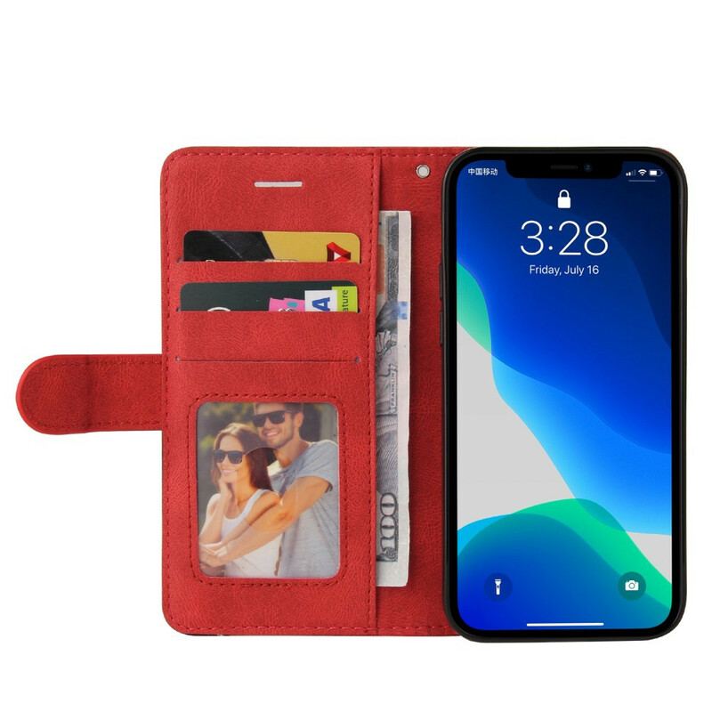 Capa Flip Para iPhone 13 Pro Couro Sintético De Assinatura De Dois Tons