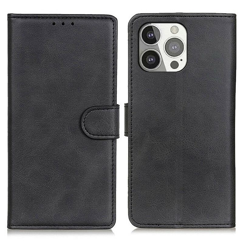 Capa Flip Para iPhone 13 Pro Efeito De Couro Fosco Retrô