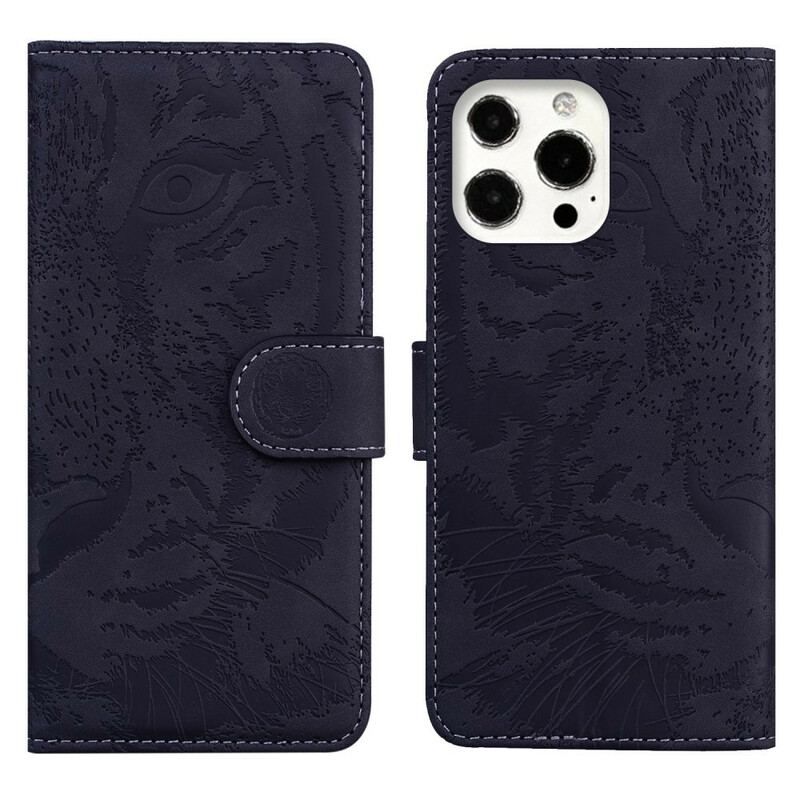 Capa Flip Para iPhone 13 Pro Estampa Cara De Tigre