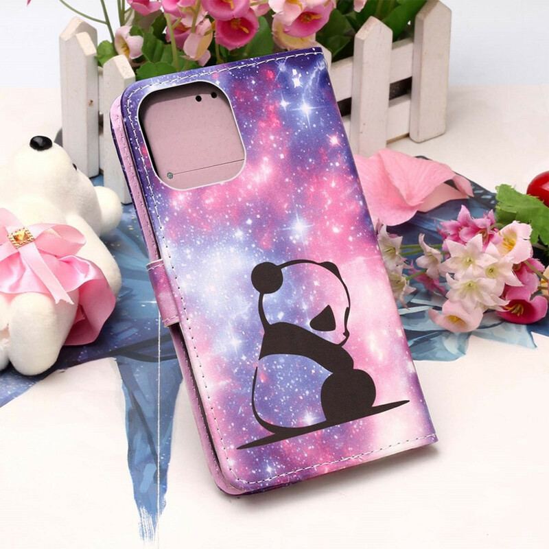 Capa Flip Para iPhone 13 Pro Galáxia Panda