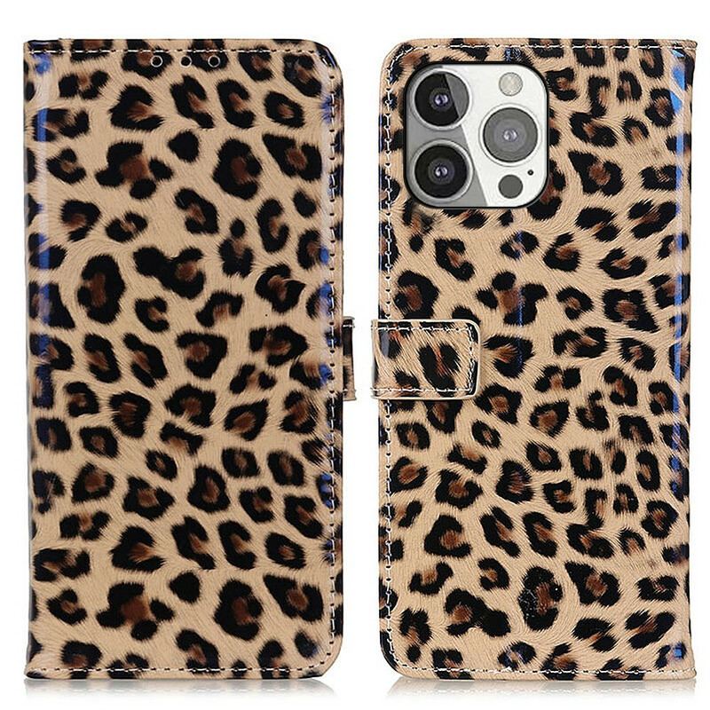 Capa Flip Para iPhone 13 Pro Leopardo