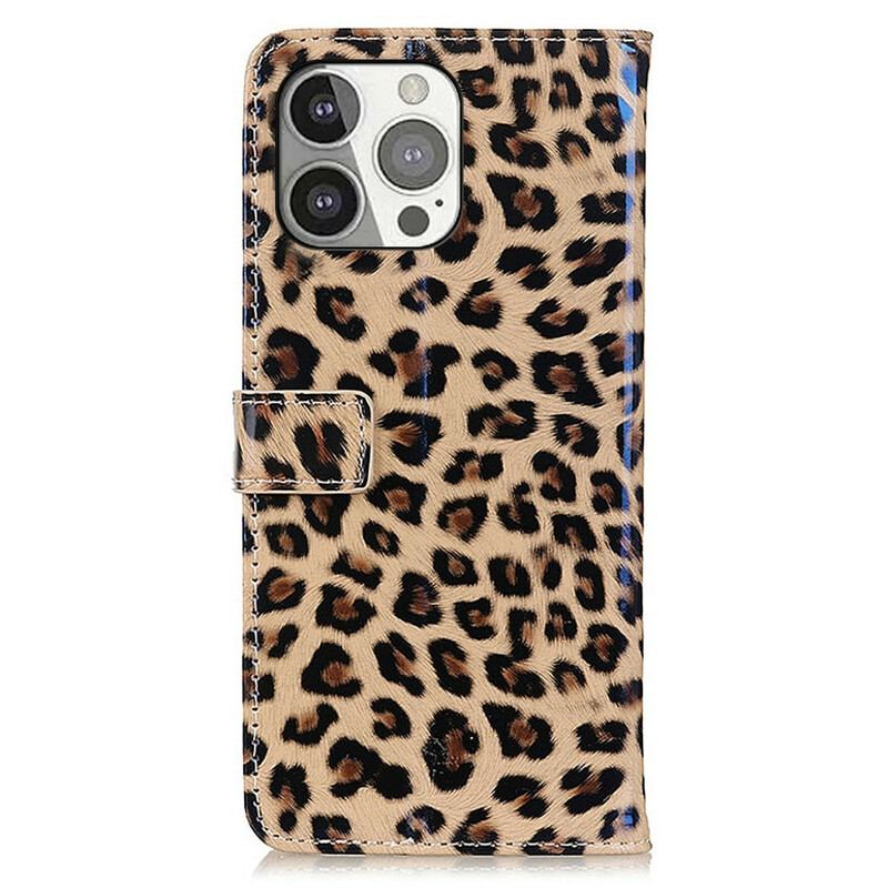 Capa Flip Para iPhone 13 Pro Leopardo