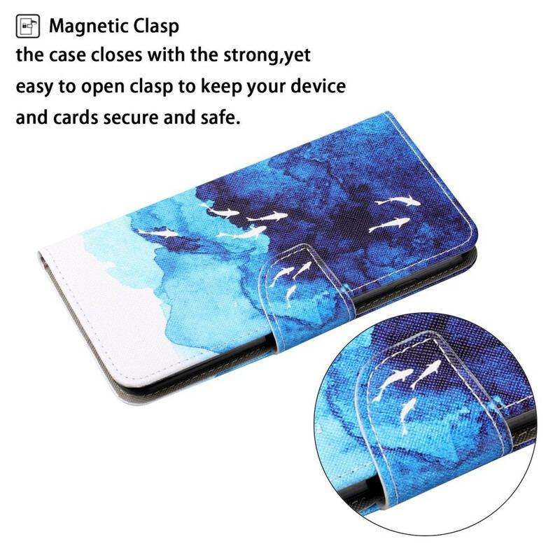 Capa Flip Para iPhone 13 Pro Mar Com Tanga