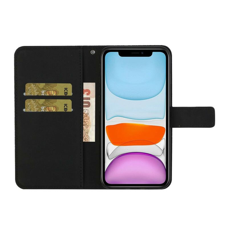 Capa Flip Para iPhone 13 Pro Padrão De Tapeçaria