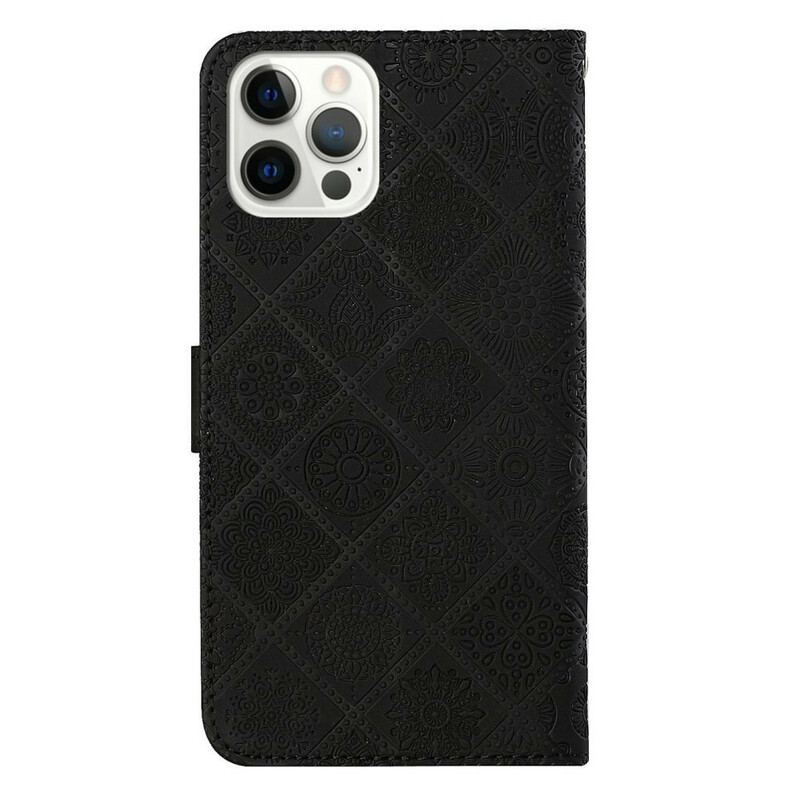 Capa Flip Para iPhone 13 Pro Padrão De Tapeçaria