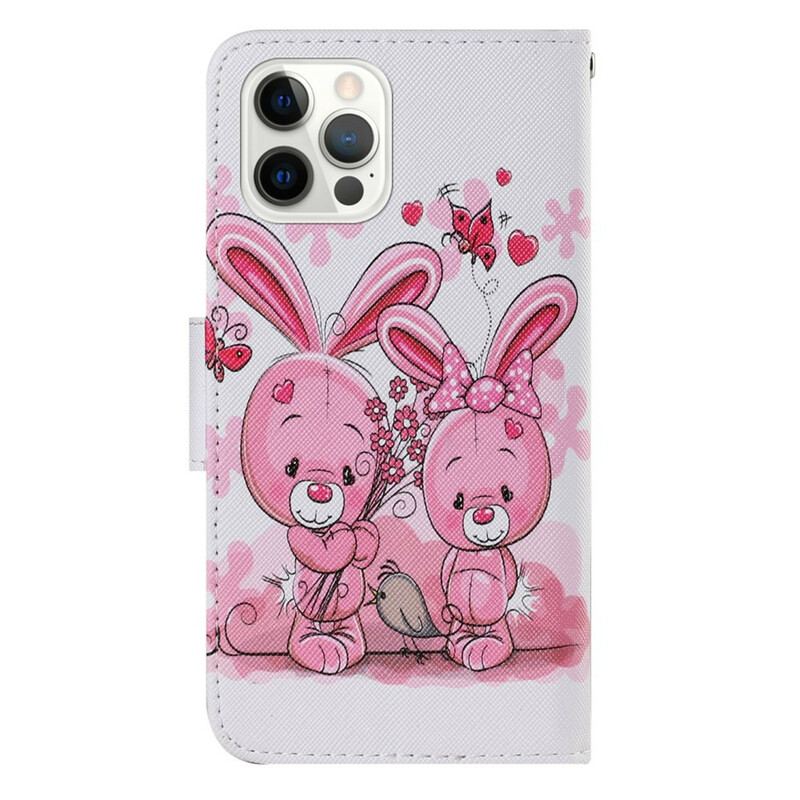 Capa Folio Para iPhone 13 Pro Coelhos