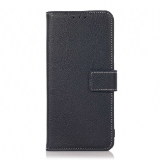 Capa Folio Para iPhone 13 Pro Costuras Efeito Couro Lichia