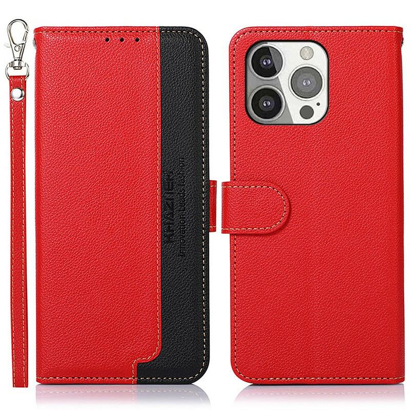 Capa Folio Para iPhone 13 Pro Estilo Lichia Rfid Khazneh