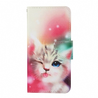 Capa Folio Para iPhone 13 Pro Histórias De Gatos Com Cordão