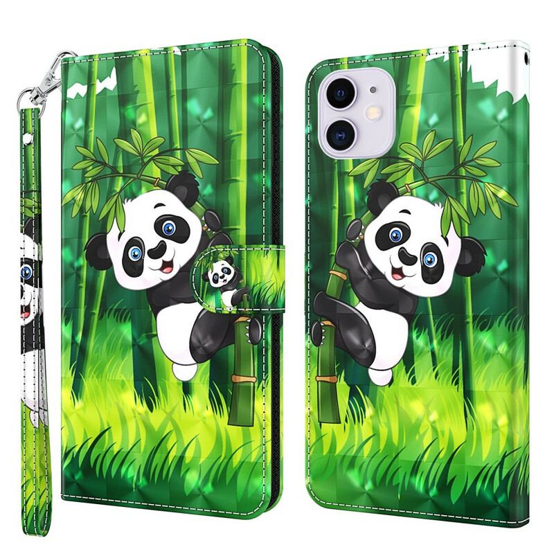 Capa Folio Para iPhone 13 Pro Panda E Bambu