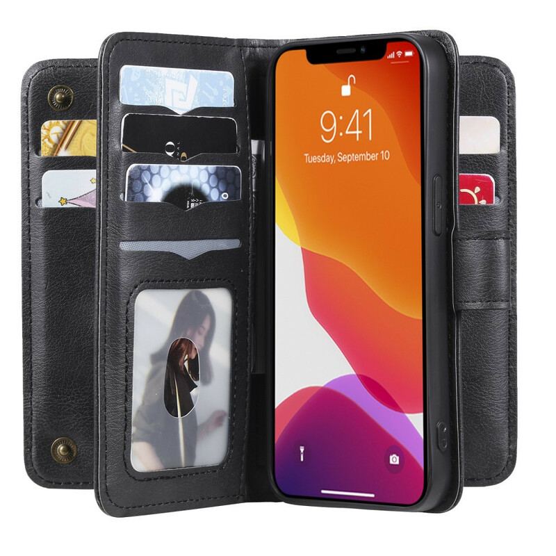 Capa Folio Para iPhone 13 Pro Titular De Cartão Multifuncional Para 10