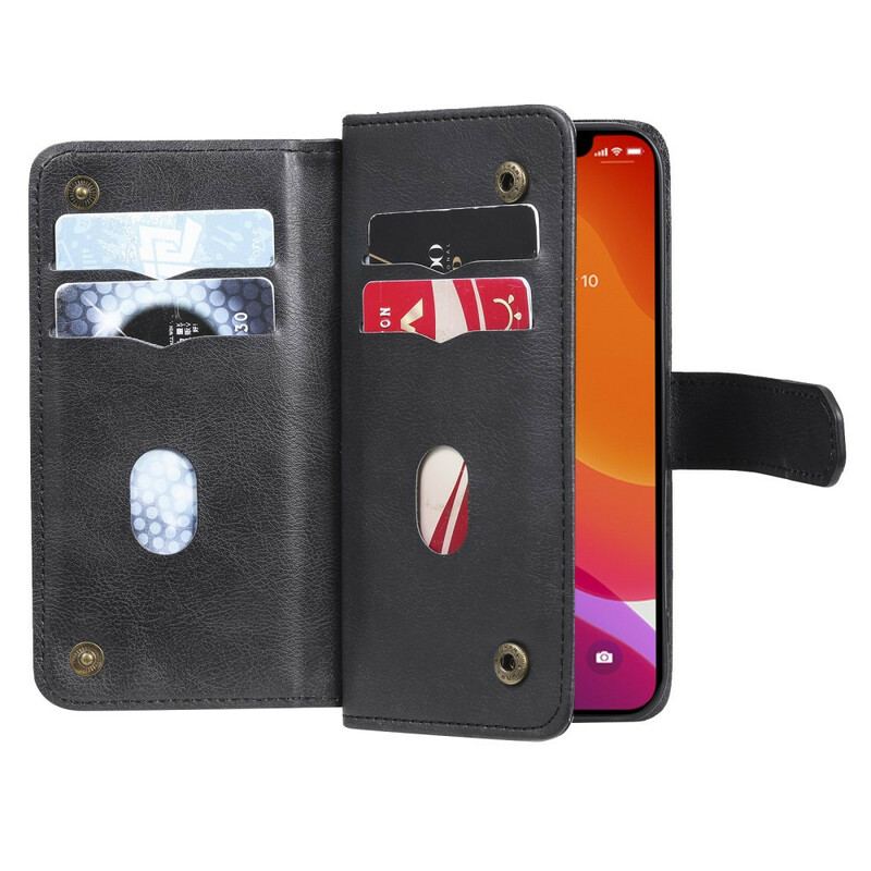 Capa Folio Para iPhone 13 Pro Titular De Cartão Multifuncional Para 10