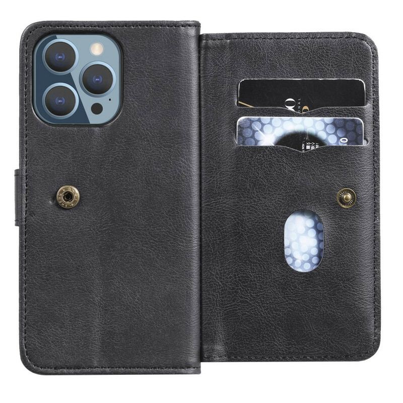 Capa Folio Para iPhone 13 Pro Titular De Cartão Multifuncional Para 10