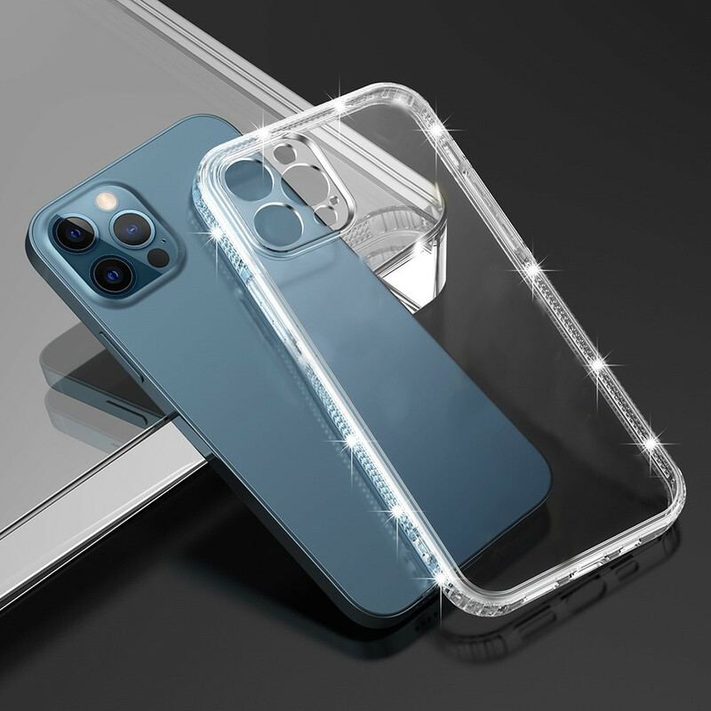 Capa Para iPhone 13 Pro Bordas De Diamante Transparente