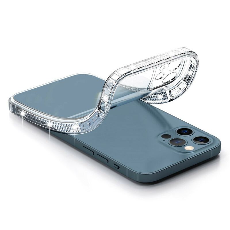 Capa Para iPhone 13 Pro Bordas De Diamante Transparente