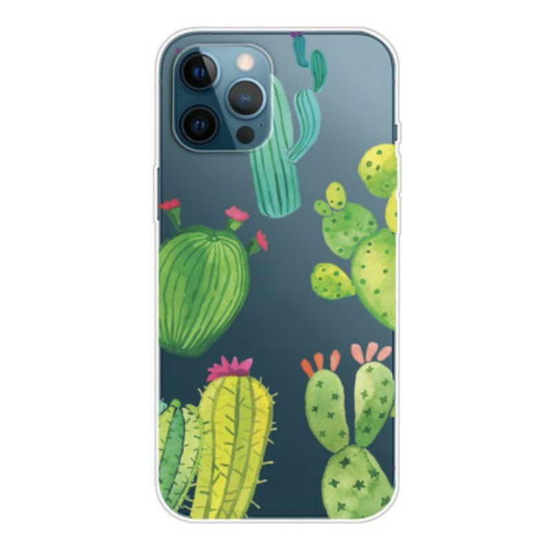 Capa Para iPhone 13 Pro Cactos Aquarela