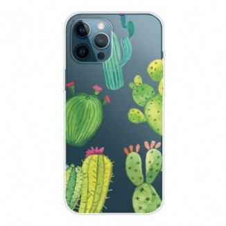 Capa Para iPhone 13 Pro Cactos Aquarela