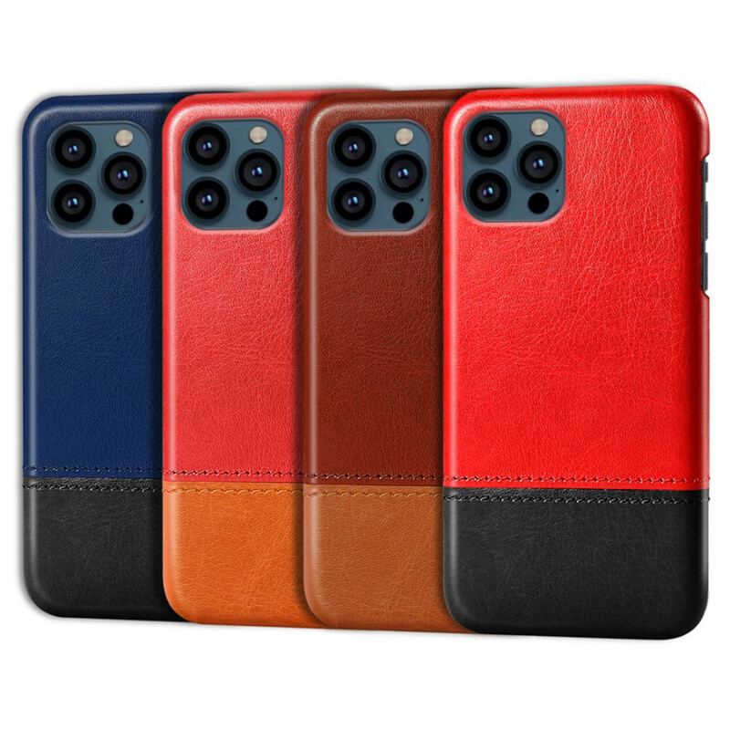 Capa Para iPhone 13 Pro Efeito De Couro De Dois Tons Ksq