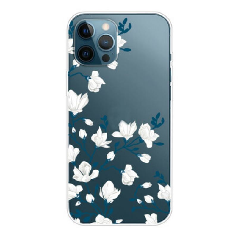 Capa Para iPhone 13 Pro Flores Brancas