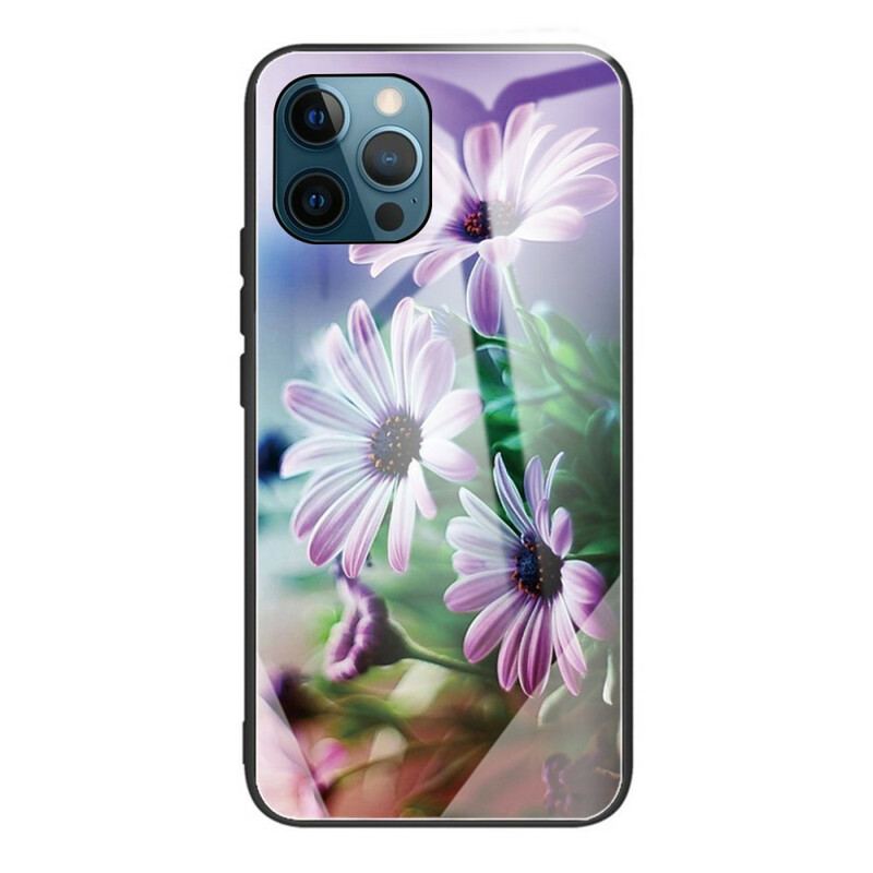 Capa Para iPhone 13 Pro Flores Realistas De Vidro Temperado