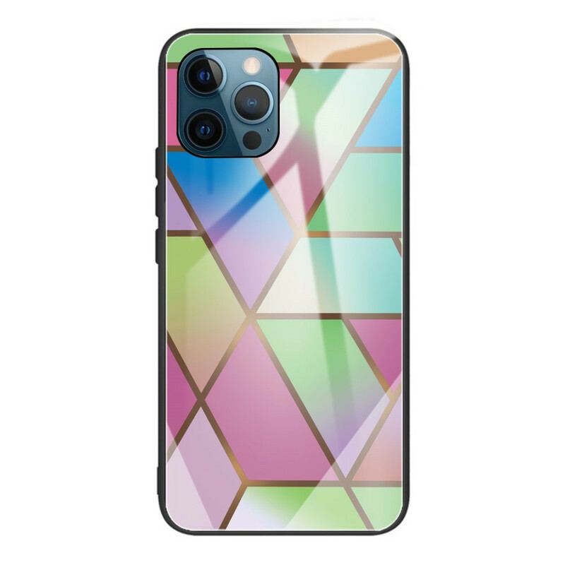 Capa Para iPhone 13 Pro Geometria Mármore Vidro Temperado