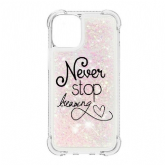 Capa Para iPhone 13 Pro Nunca Pare De Sonhar Com Glitter