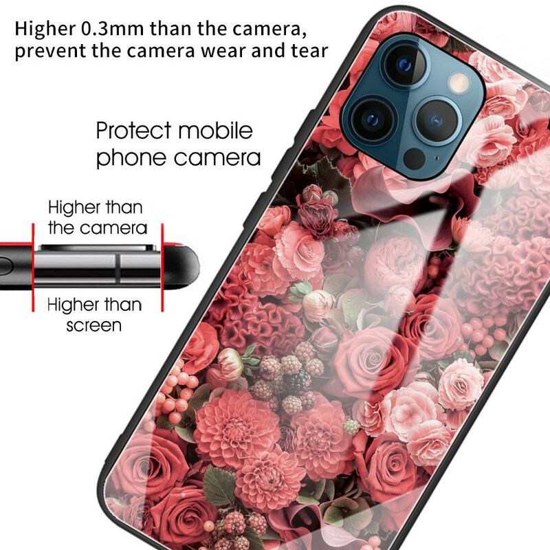 Capa Para iPhone 13 Pro Rose Flowers Vidro Temperado