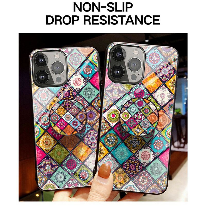 Capa Para iPhone 13 Pro Suporte Magnético Patchwork