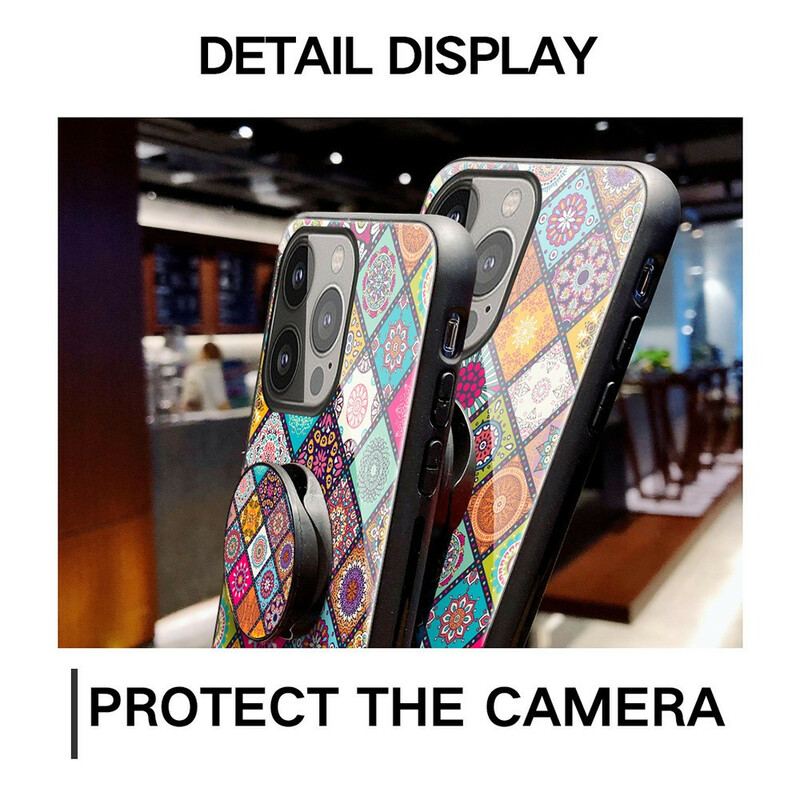 Capa Para iPhone 13 Pro Suporte Magnético Patchwork