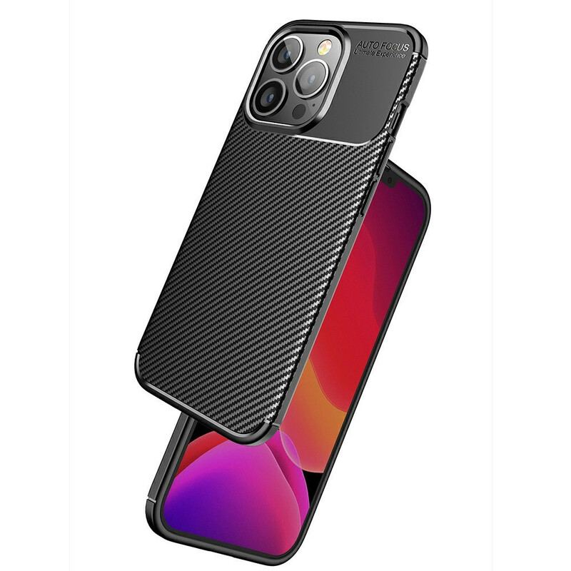 Capa Para iPhone 13 Pro Textura Flexível De Fibra De Carbono