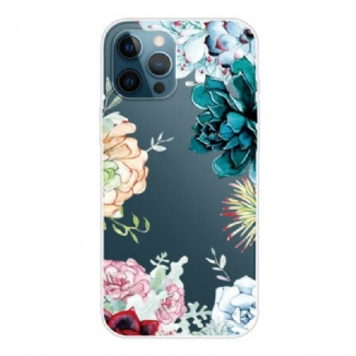 Capa Para iPhone 13 Pro Top Aquarela Flores