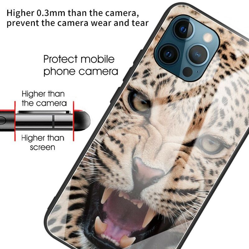 Capa Para iPhone 13 Pro Vidro Temperado Leopardo