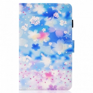 Capa De Couro Para iPad Mini 6 (2021) Flores Em Aquarela